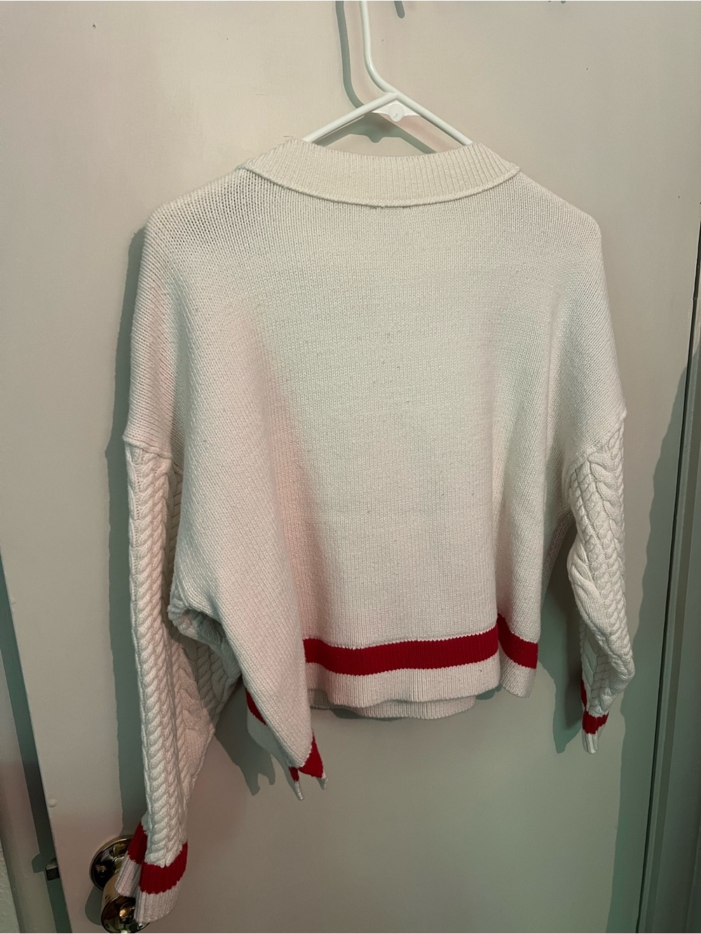 Maeve Nantucket Seaside Cable-Knit Pullover Sweater - White/Red/Blue - Picture 3 of 4